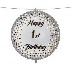 Balon foliowy Happy Birthday z cyfrą na urodziny 46 cm