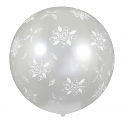 Balon Perłowy Kula z Różyczkami 80 cm