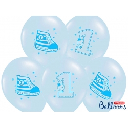 Balon pastelowy niebieski Trampek Roczek chłopca