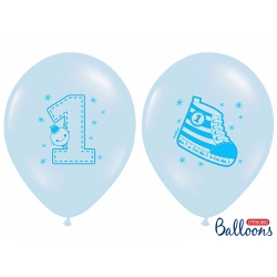 Balon niebieski Trampek na roczek chłopca 30 cm