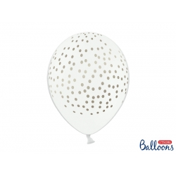 Balon Biały w Złote Kropki 30 cm 1 szt