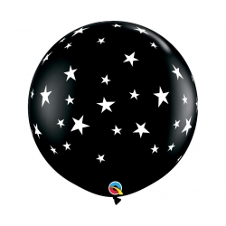 Balon Gigant Czarny w Białe Gwiazdki 1 m