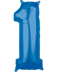 Balon foliowy cyfra 1 Niebieska 66 cm