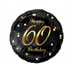 Balon foliowy na urodziny 60 Happy Birthday Czarny 46 cm