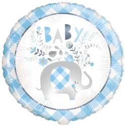 Balon foliowy Słonik na Baby Shower Chłopca Niebieski 46 cm