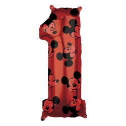 Balon foliowy Cyfra 1 Czerwony - Myszka Mickey