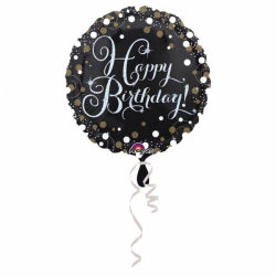 Balon foliowy Czarny Happy Birthday
