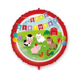 Balon foliowy na Urodziny Zwierzątka z Farmy Happy Birthday 46 cm