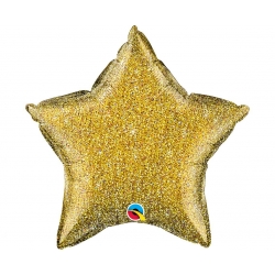 Balon foliowy Gwiazda Złoty Brokatowy 51 cm Dekoracja