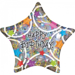 Balon foliowy na urodziny Happy Birthday Gwiazdka 48 cm