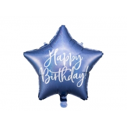 Balon foliowy Happy Birthday Gwiazdka granatowa na urodziny 40 cm
