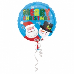 Balon foliowy Mikołaj i Bałwan 43 cm Boże Narodzenie
