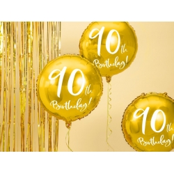 Balon foliowy okrągły na 90 urodziny Złoty Dziewięćdziesiąt