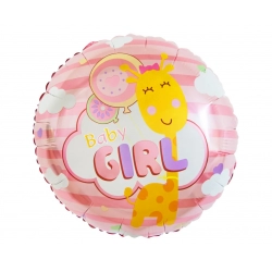 Balon foliowy Baby Girl z Żyrafą na Baby Shower 45 cm