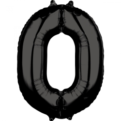 Balon foliowy czarny cyfra 0