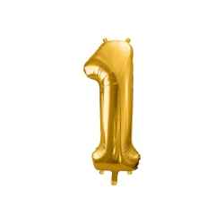 Balon foliowy Złoty cyfra 1 (roczek) 86 cm