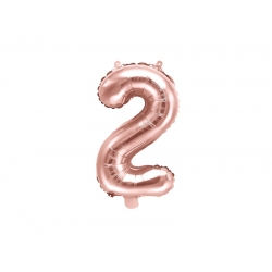 Balon foliowy cyfra 2 Różowo - Złoty 35 cm