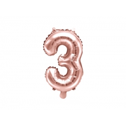 Balon foliowy cyfra 3 Różowo - Złoty 35 cm