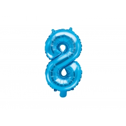 Balon foliowy cyfra 8 Niebieska 35 cm