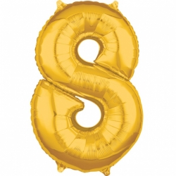 Balon foliowy cyfra 8 Złoty 66 cm