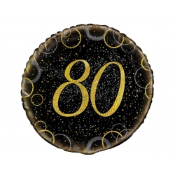 Balon foliowy na 80 urodziny Czarny 46 cm