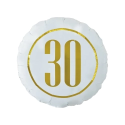 Balon foliowy na 30 urodziny Biały 46 cm