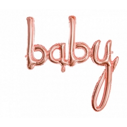 Balon foliowy Napis Baby różowo złoty na Baby Shower 74 cm