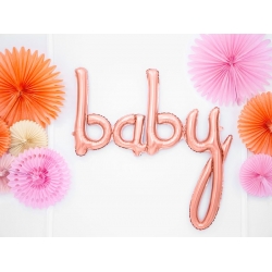 Balon foliowy różowe złoto napis Baby