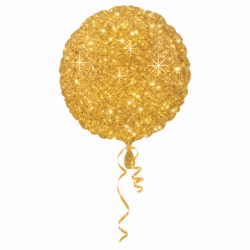 Balon foliowy okrągły Złoty w gwiazdki 43 cm