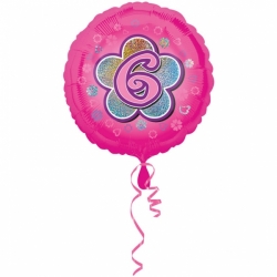 Balon foliowy okrągły Różowy cyfra 6 dekoracyjny