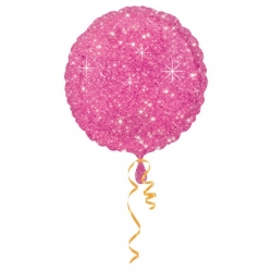 Balon foliowy okrągły Różowy w gwiazdki 43 cm