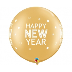 Balon metalizowany Kula Złoty Happy New Year 77 cm