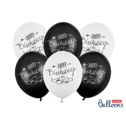 Balony Happy Birthday to You Czarne i Białe 30 cm