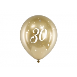 Balony na 30 Urodziny Złote Glossy 30 cm 6 szt.