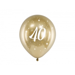 Balony na 40 Urodziny Złote Glossy 30 cm 6 szt.