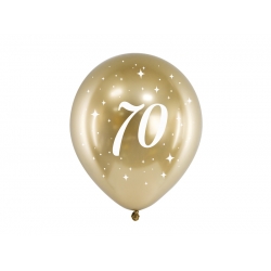 Balony na 70 Urodziny Złote Glossy 30 cm 6 szt.