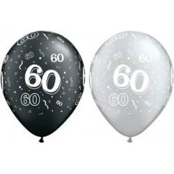 Balony z nadrukiem Cyfra 60 Urodziny 30 cm 5 szt.