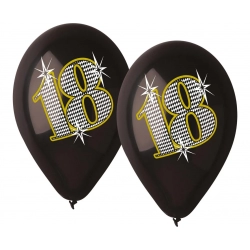 Balony 18 Urodziny czarne 30 cm 5 szt.