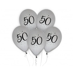 Balony Cyfra 50 na Urodziny 30 cm 5 szt.