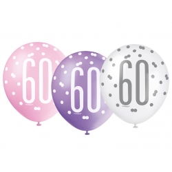 Balony na 60 urodziny 30 cm 6 szt