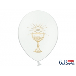 Białe Balony z hostią Pierwsza Komunia Święta 30 cm