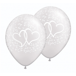 Białe Balony na ślub Serca 30 cm 5 szt