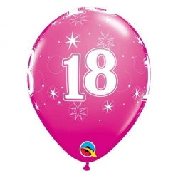 Balony różowe cyfra 18 lat 6 szt Na urodziny