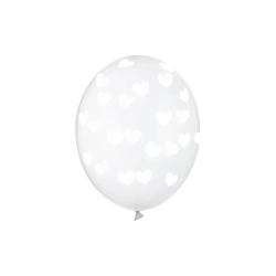 Balony przezroczyste w Białe Serca 30 cm
