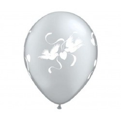 Balony przezroczyste z białymi Gołąbkami na ślub 30 cm