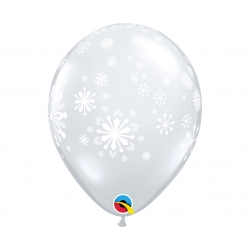 Balony przezroczyste z Płatkami Śniegu 30 cm Qualatex