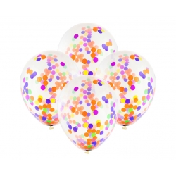 Balony transparentne z kolorowym konfetti 30 cm 4 szt.