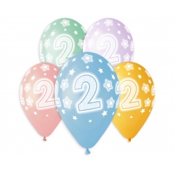 Kolorowe Balony na 2 urodziny 33 cm 5 szt