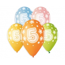 Kolorowe Balony na 5 urodziny 33 cm 5 szt