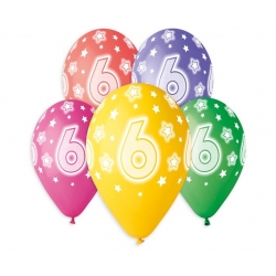 Kolorowe Balony na 6 urodziny 33 cm 5 szt
